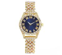 ARUNASC Reloj de Pulsera Reloj de Cuarzo Informal con Diamantes incrustados for Mujer. Correa de 15 mm de Ancho. Un Gran Regalo for Novias y Esposas. Digital(Gold,BLU)