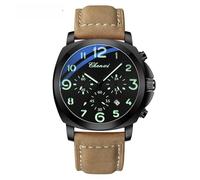 ARUNASC Reloj de Pulsera Reloj de Cuarzo multifunción for Hombre: Reloj Deportivo de Negocios de 45 mm con Esfera Extragrande, cronógrafo, manecillas Luminosas y Correa de Piel. Digital(Noir,A)