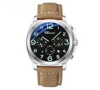 ARUNASC Reloj de Pulsera Reloj de Cuarzo multifunción for Hombre: Reloj Deportivo de Negocios de 45 mm con Esfera Extragrande, cronógrafo, manecillas Luminosas y Correa de Piel. Digital(Silver,A)