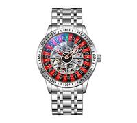 ARUNASC Reloj de Pulsera Reloj mecánico Totalmente automático con Esfera giratoria oscilante de Acero Inoxidable Hueco, Reloj Impermeable, Adecuado for Hombres como Regalo. Digital(Weiß,Steel Belt)