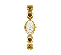 ARUNASC Reloj de Pulsera Relojes Vintage for Mujer, Elegante Reloj de Pulsera de Cuarzo con Esfera Ovalada, Pulsera de Perlas, Regalo for mamá y Esposa. Digital(Gold White)