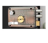ARUNASO cerradura puerta Traditional Nightlatch Electro Brass Finish Standard Security Double Lock Cylinder Interlocking Locking Structure manillas(Right-opening with edge1)