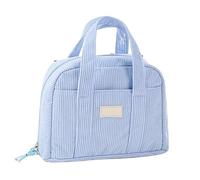 ARUNASO Estuche para lapices Estuche Extragrande con 8 Compartimentos, Apertura Amplia, de Pana Suave, Organizador de útiles Escolares estéticos pequeño(BLU)