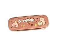 ARUNASO Estuche para lapices Estuche for lápices con Cremallera, Organizador Ligero y Bonito con diseño de Capibara, Estuche rígido for Oficina, Accesorio de Viaje pequeño(Light Brown)