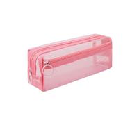 ARUNASO Estuche para lapices Estuches for bolígrafos de Gran Capacidad, Color sólido, Estructura de Hilo de Malla, Cierre de Cremallera, Almacenamiento Multifuncional pequeño(Rose)