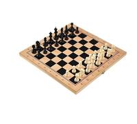 ARUNASO Madera ajedrez 3-in-1 Chess Checkers Draughts Backgammon Set Folding Wooden Chess Board Portable for Kids and Adults niños(34 * 34cm)