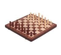 ARUNASO Madera ajedrez Juego de ajedrez y Damas de Madera magnético 2 en 1, Plegable, for Adultos y niños, de Viaje, 39 x 39 cm. niños(Walnut)