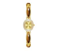 ARUNASO Reloj Reloj de Cuarzo con Esfera Ovalada y Piedra de Ojo de Tigre Natural, Paquete de 2, Reloj de Pulsera Resistente al Agua, Regalo de Moda for Novia y Esposa. Inteligente(Gold Surface)