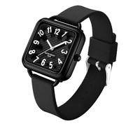 ARUNASO Reloj Reloj de Examen Sencillo, Resistente al Agua, de Cuarzo, Digital, de Gran Escala, pequeño y Moderno, con Correa de Silicona. Un Regalo de cumpleaños Sencillo. Inteligente(Noir)