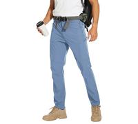 Arunlluta Pantalones de senderismo para hombre, pantalones de viaje para senderismo, resistentes al agua, pantalones de trabajo para hombre, elásticos, de secado rápido, ligeros, Azul hielo (cinturón