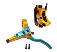 ARUPMN Freno de Disco hidráulico de 4 pistones MTB, Pastillas de Freno de 850mm y 1700mm, Abrazadera Delantera y Trasera para Bicicleta de montaña(Gold LR Split-Type)