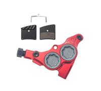 ARUPMN Pinza de Freno de Disco hidráulico Montaje Plano, 4 pistones para Bicicleta de Carretera, Kit de Barra Plana para Bicicleta de montaña(4 Piston Red)