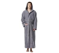 Arus Albornoz con capucha para hombre, longitud larga, 100% tela de rizo de algodón, Gris, L-XL
