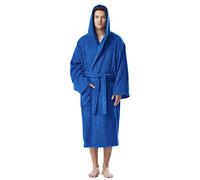 Arus Albornoz con capucha para hombre, Longitud normal, 100% tela de rizo de algodón, Azul Real, L-XL