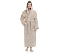 Arus Albornoz con capucha para hombre, Longitud normal, 100% tela de rizo de algodón, Beige, L-XL