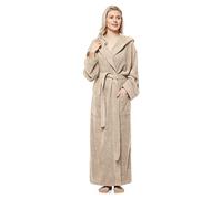 Arus Albornoz con capucha para mujer, extra largo, 100% tela de rizo de algodón, Beige, L-XL