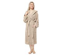 Arus Albornoz con capucha para mujer, longitud normal, 100% tela de rizo de algodón, Beige, L-XL