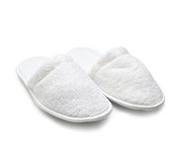 Arus - Pantuflas de algodón de Rizo Turco para Hombre, Color Blanco con Suela Negra., Talla única