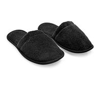 Arus - Pantuflas de algodón de Rizo Turco para Hombre, Negro con Suela Negra., Talla única