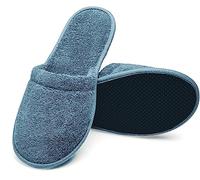 Arus - Pantuflas mules 1 par, chaussons de baño ultraligeros - esponja 100% algodón - antideslizantes, transpirables - Talla 38/42 o 43/46 - Unisexo para hotel, spa, piscina, baño, azul gris, 38/42 EU
