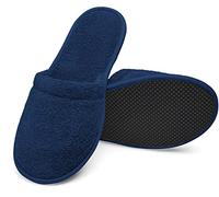 Arus Zapatillas Baño - 1 Par de Mules Unisex en Rizo de Algodón 100% - Antideslizantes, Ligeras, Transpirables - para Spa, Hotel, Ducha, Piscina, Viaje - azul marino, 43-46, MA-2