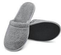 Arus Zapatillas Baño - 1 Par de Mules Unisex en Rizo de Algodón 100% - Antideslizantes, Ligeras, Transpirables - para Spa, Hotel, Ducha, Piscina, Viaje - gris, 43-46, CN-2