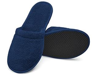Arus Zapatillas Baño - 1 Par de Mules Unisex en Rizo de Algodón 100% - Antideslizantes, Ligeras, Transpirables - para Spa, Hotel, Ducha, Piscina, Viaje - azul marino, 43-46, MA-2