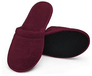 Arus Zapatillas Baño - 1 Par de Mules Unisex en Rizo de Algodón 100% - Antideslizantes, Ligeras, Transpirables - para Spa, Hotel, Ducha, Piscina, Viaje - burdeos, 38-42, BU-1