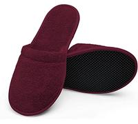 Arus Zapatillas Baño - 2 Par de Mules Unisex en Rizo de Algodón 100% - burdeos, 43-46, BU-22