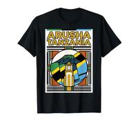 Arusha, Tanzania, diseño emblemático de Viaje Vintage con el Monte Meru Camiseta