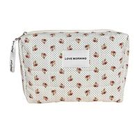 ARVALOLET Bolsa de maquillaje portátil, multifuncional, informal, simple, suave, linda, de gran capacidad, para adolescentes, Love Dotted Flower, Moda
