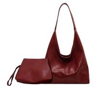ARVALOLET Bolso bandolera de piel para mujer, elegante bolso hobo y bolso de mano, 2 piezas, multiusos, bolsa de la compra, borgoña