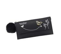 ARVALOLET Cartera de piel sintética de moda para mujer, diseño de bola de peluche, con cremallera, billetera de viaje, tarjetero duradero, Negro , 110x100x30mm/4.3x4.3x1.2zoll, Informal