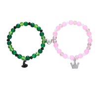 ARVALOLET Diamantes de imitación corona sombrero de bruja pulseras a juego BFF parejas accesorios sombrero de bruja varita mágica corazón encanto collares regalos de San Valentín, Mittelgroße, Vidrio,