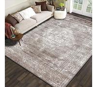 Arvella Rug Alfombra Lavable y Antideslizante para Salón, Pelo Corto Suave, Grande para Comedor, Dormitorio y Sala de Juegos 180 x 200 cm Estilo Retro de Tinta Antigua Gris