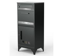 Arverta Buzón y caja para paquetes, caja para paquetes, caja para paquetes, caja grande XXL, buzón de pie, moderno, color gris antracita con grabado de nombre, buzón de acero inoxidable