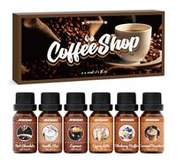 ARVIDSSON Juego de aceites aromáticos de café, aceites esenciales de primera calidad para difusor, espresso, vainilla chai, chocolate caliente, magdalenas de arándanos, café con leche de ponche de