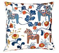 Arvidssons Textil Leksand - Funda de cojín (47 x 47 cm), Color Naranja y Azul