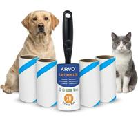 ARVO Rodillo de pelusa para eliminar pelo de mascotas y polvo, paquete de 6/420 hojas, 1 mango, 70 hojas/rollo, rodillos de pelusa para ropa, muebles y alfombras, fácil de romper, removedor de pelusas