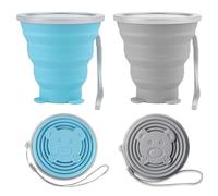 Arvoni 2 Piezas Vaso Plegable Silicona, Vasos Plegables Con Tapa Reutilizable, Taza Plegable 320ml Conveniente, para Camping Senderismo Viaje Caminatas