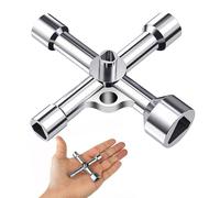 Arvoni Llave Triangular 4 Vías, Llave Contador Agua Universal Multifuncional con 5 Tamaños 7mm/10mm/12mm/13mm/18mm, Llaves Triangulares para Terminal, Basura, Caja Eléctrica, Gas, Agua