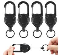 Arvoni Llavero Extensibles, 4 Piezas Llavero Retractil con 60cm Cable de Acero, Durable Mosqueton, Carrete Extensible para Llaves, para Porta Tarjetas de ID, Llaves, Tarjetas de Llave