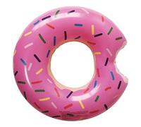 ARW Flotador Hinchable de Donut con Mordisco Rosa/Rojo 85 cm - Flotador de Rosquilla Grande para Piscina y Playa, Incluye Kit de Parches de Reparación, Donut Acuático Divertido