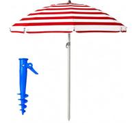 ARW Sombrilla de Playa 200cm Airvent antiviento Soporte Incluido Azul | 8 Varilas fibra de Vidrio, Protección UV50+, Mastil Rersistente Tubo Acero, funda de transporte y soporte arena incluidos