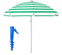 ARW Sombrilla de Playa 200cm Airvent antiviento Soporte Incluido Azul | 8 Varilas fibra de Vidrio, Protección UV50+, Mastil Rersistente Tubo Acero, funda de transporte y soporte arena incluidos