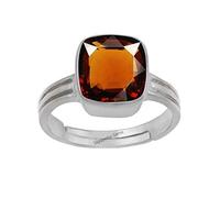 Arwacraft Anillo ajustable chapado en plata de 12,25 ratti / 11,00 quilates con certificado natural de hesonita/granate/gomed piedra preciosa suelta chapado en plata, tamaños entre 15 y 28 para