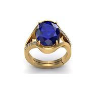 Arwacraft Anillo ajustable de 13,25 ratti de 15,45 quilates de laboratorio, certificado sin calefacción sin tratamiento Aaa+, zafiro azul natural, chapado en oro Neelam, para mujeres y hombres