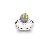 Arwacraft Anillo ajustable de ópalo de fuego blanco Panchdhatu de calidad Aa++ de 11,00 quilates, sin calentar, sin tratar, chapado en plata, ajustable para hombres y mujeres--B09KPN16MRNAMZ