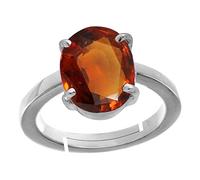 Arwacraft Anillo ajustable de plata con piedra preciosa natural certificada por ratti, granate y gomed, tallas entre 15 y 28, para hombres y mujeres, S-B08TFM3ZMRNAMZ, S, Gema