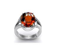 Arwacraft Anillo de 4,25 ratti / 3,25 quilates natural certificado de hesonita/granate/gomed piedra preciosa suelta chapado en plata, tamaños ajustables entre 15 y 28 para hombres y mujeres